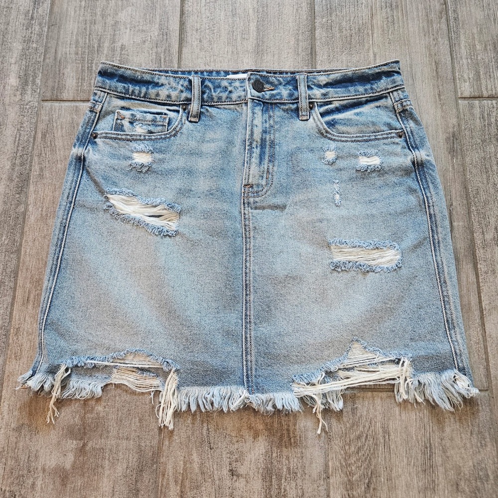 Hidden Jeans‎ Denim Skirt Womens M NEW Distressed Raw Hem Mini Y2K Festival Blue